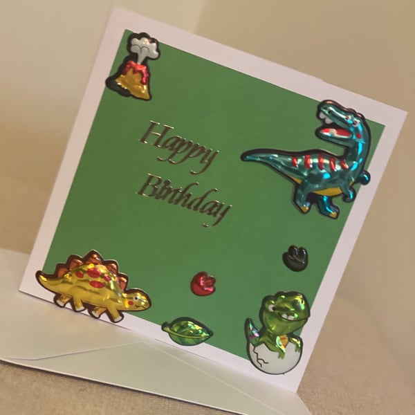 Handmade dinosaur Birthday card
