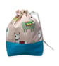two at a time knitting bag with llamas, sock sack, drawstring divided pouch,  - Image 2