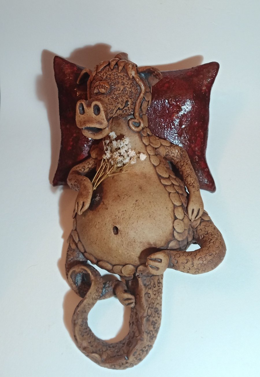 "Sleeping Beauty" Ceramic Stoneware Earthenware Pottery Dragon Ornament