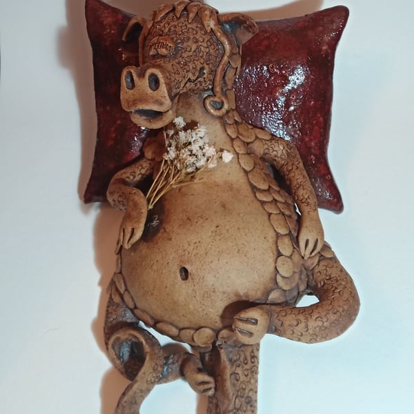 "Sleeping Beauty" Ceramic Stoneware Earthenware Pottery Dragon Ornament
