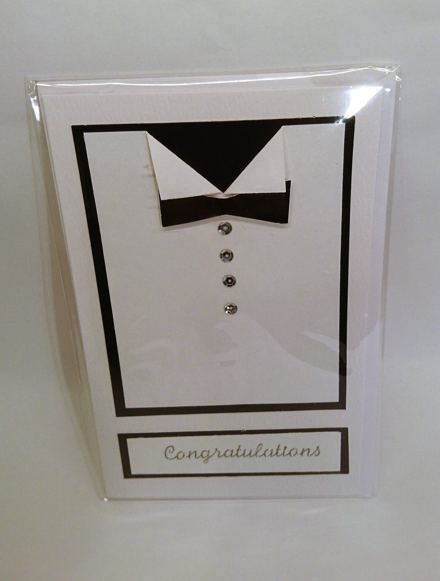Tuxedo Congratulations Card, Groom, Best Man Any Occasion Male FREE P&P to UK