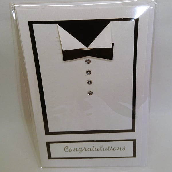 Tuxedo Congratulations Card, Groom, Best Man Any Occasion Male FREE P&P to UK
