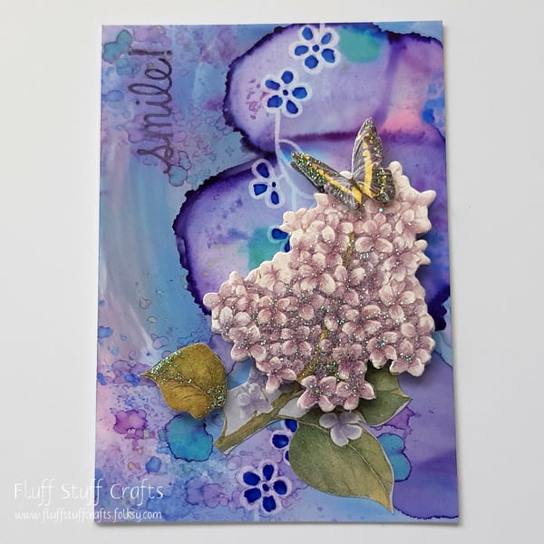 Mixed media ACEO, butterfly smile 