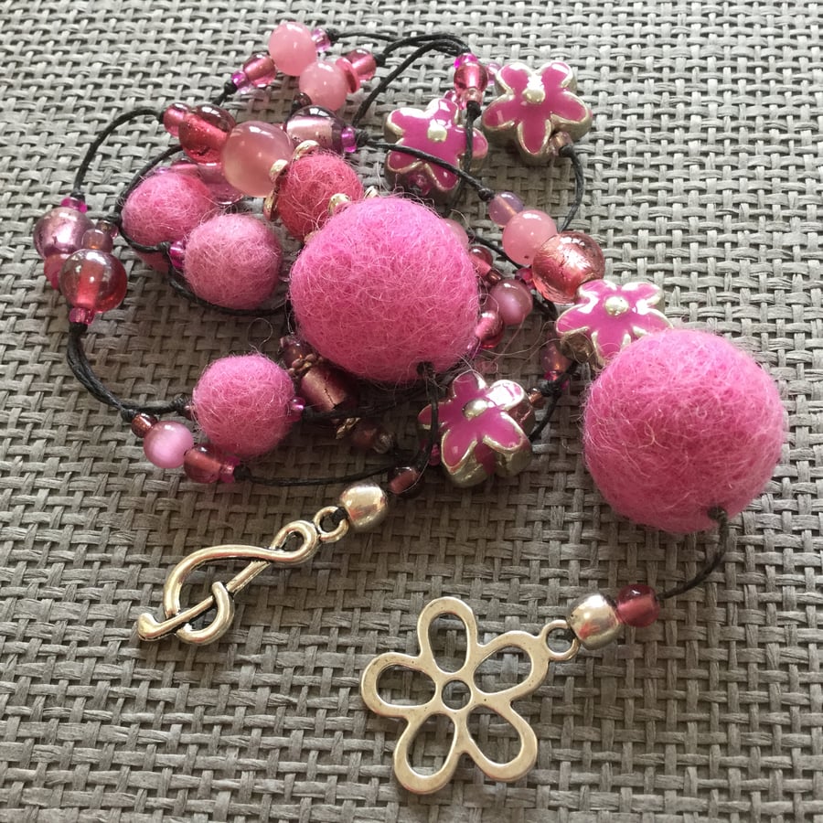 “Pink Orchid” Hotchpotch lariat necklace