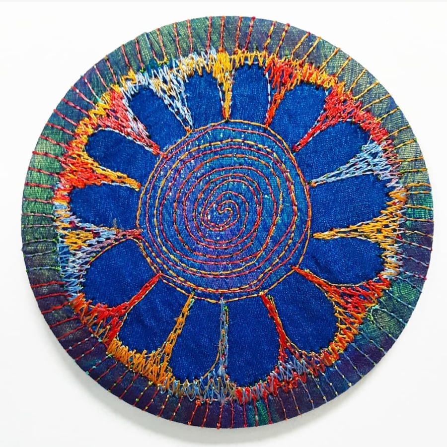 Large Pocket Mirror Handbag Accessories Colourful Free Machine Embroidery