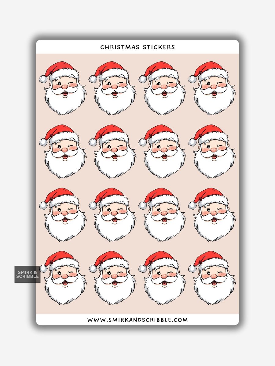 Funny Christmas Sticker Sheet - Santa Face