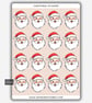 Funny Christmas Sticker Sheet - Santa Face - Image 1