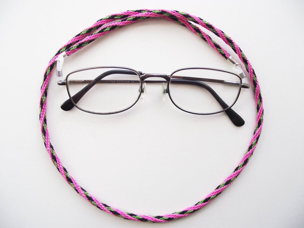 Kumihimo Braided Cotton Glasses Strap or Cord, Pink, Green, Black