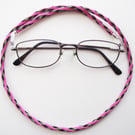 Kumihimo Braided Cotton Glasses Strap or Cord, Pink, Green, Black