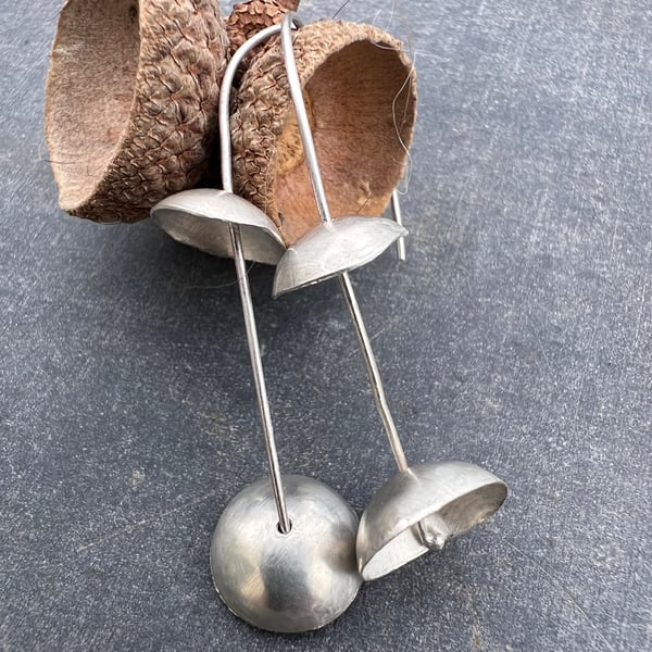 Eco Silver Acorn Cup  Earrings