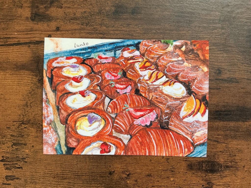 Bakery watercolour postcard 