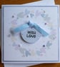 With Love Blank Card - Pastel Heart Wreath