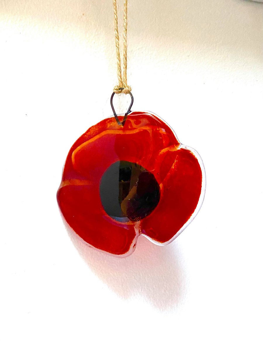 Fused Glass Poppy Hanger