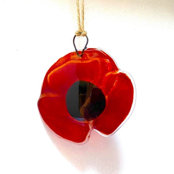 Fused Glass Poppy Hanger