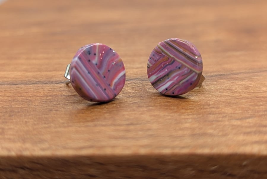 Dusky pink striped studs