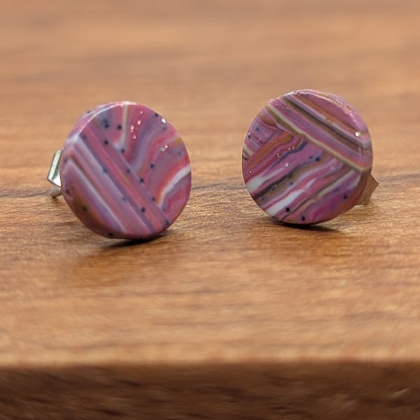 Dusky pink striped studs