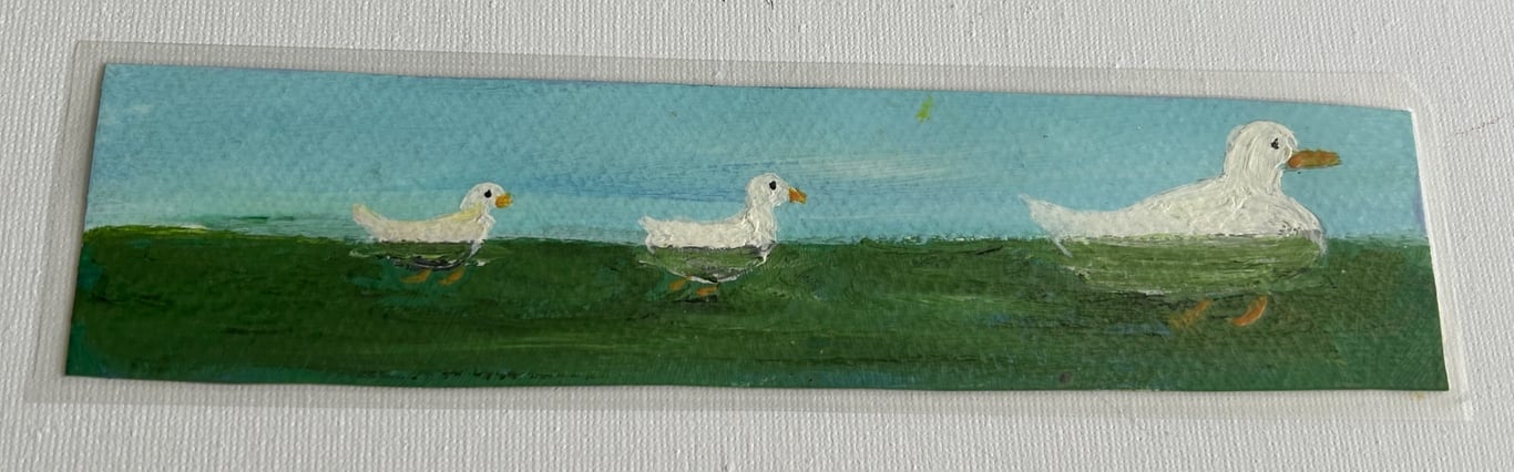 Duck bookmark .original artwork handmade painted