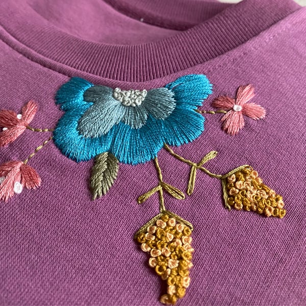 Hand Embroidered Floral Jumper Sweatshirt