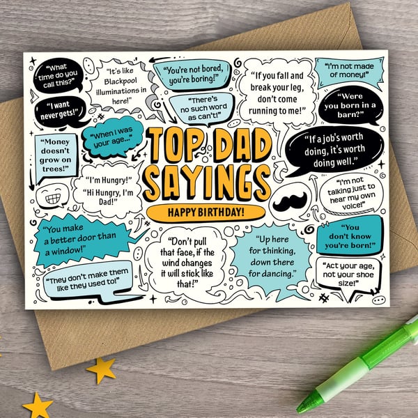 TOP DAD SAYINGS Happy Birthday Card Funny, Sill... Folksy — free download