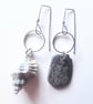Asymmetrical Shell & Slate Earrings  - Image 1