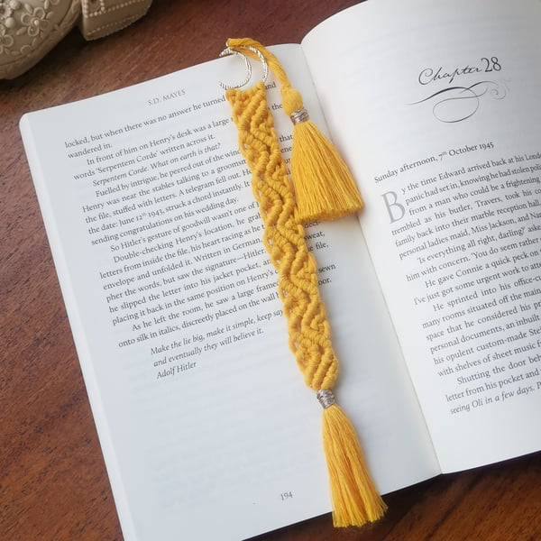 Macrame Bookmark, Handmade Boho Inspired - Warm Yellow FREE UK P&P