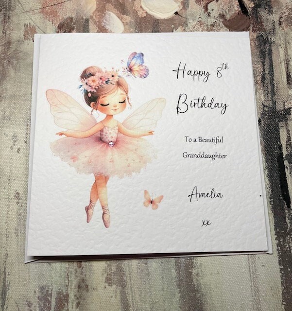Personalised Ballerina Fairy Birthday Card For Her Happy Birthday Daughter Niece