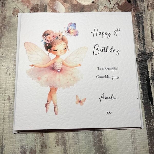 Personalised Ballerina Fairy Birthday Card For Her Happy Birthday Daughter Niece