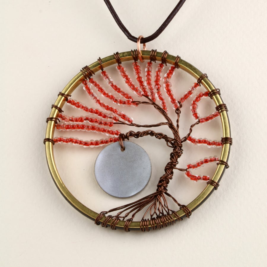 W022 LARGE TREE OF LIFE & MOON NECKLACE