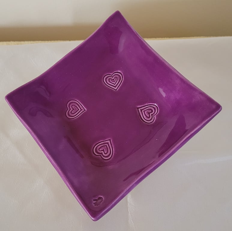 Purple Dish with heart embellishments