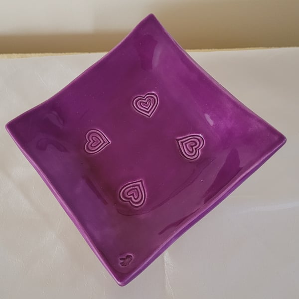 Purple Dish with heart embellishments