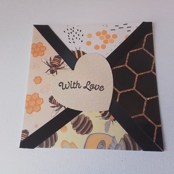 With love card. Bee card. Fracture card with love.CC883