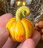 Yellow Small standing ceramic pumpkin decoration  - Image 2