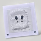 White celebration champagne flutes Greeting Card with handmade fibre paper.