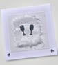 White celebration champagne flutes Greeting Card with handmade fibre paper.