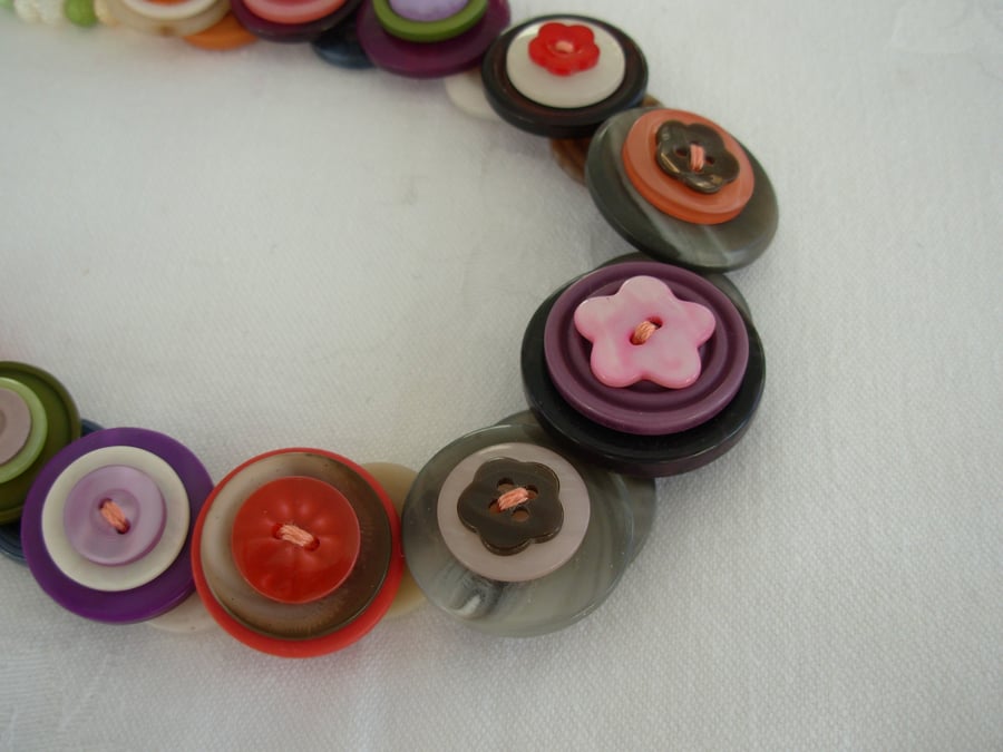 Button Necklace - Autumn Flowers