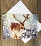 Large stag Christmas winter wonderland card by British artist - Image 1