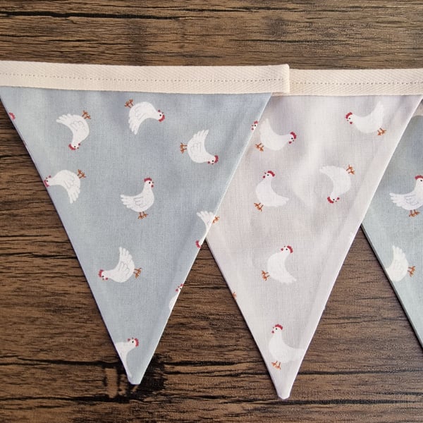 Chicken Bunting Duck Egg Blue & Grey