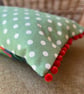 Toucan tapestry cushion cover with vintage wool and pompoms - Image 2