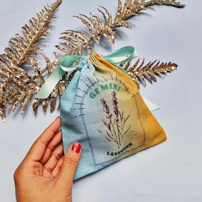 Lavender, Gemini Birth Flower Handmade and Reusable Pouch