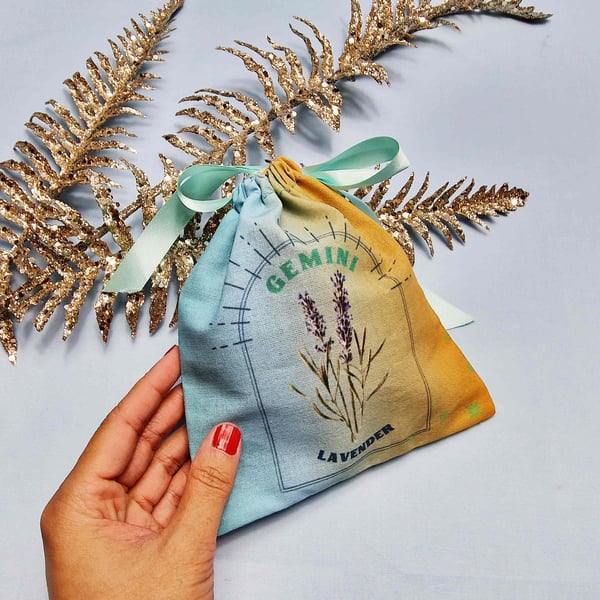 Lavender, Gemini Birth Flower Handmade and Reusable Pouch