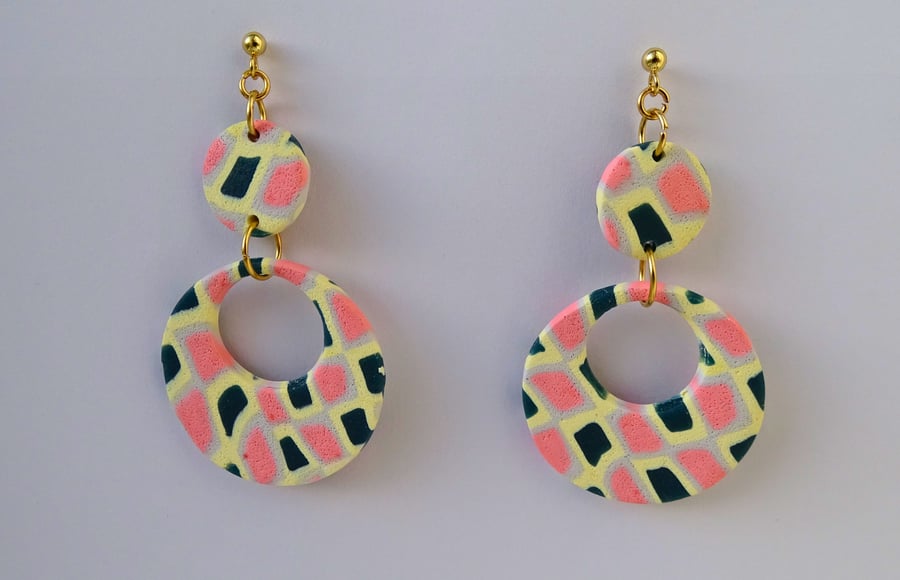 Dreamy Mosaic – Handmade Polymer Clay Earrings