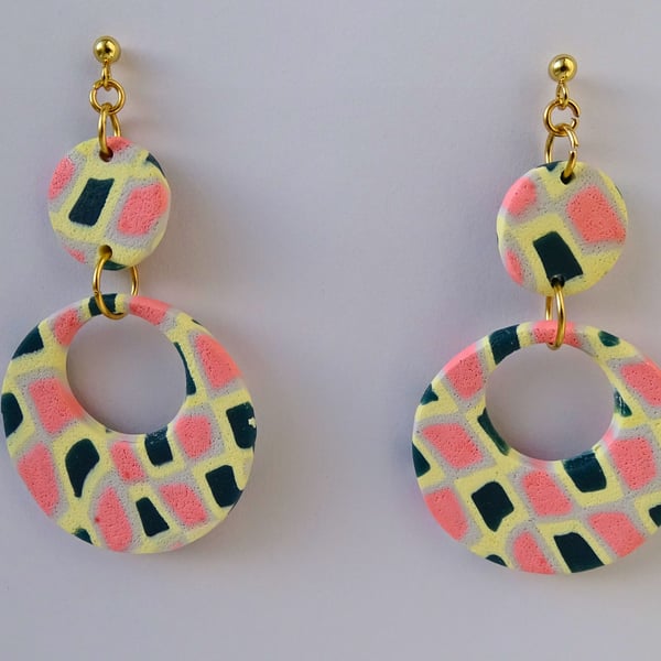 Dreamy Mosaic – Handmade Polymer Clay Earrings