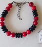 Red and Black Beaded Adjustable Bracelet - Summer Seconds