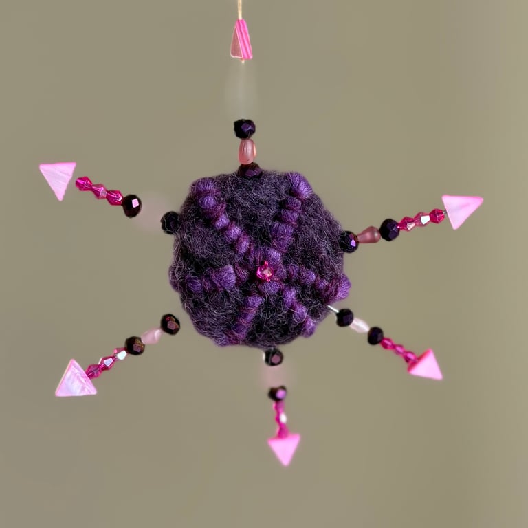 Felted Star Decoration - Purple and Pink