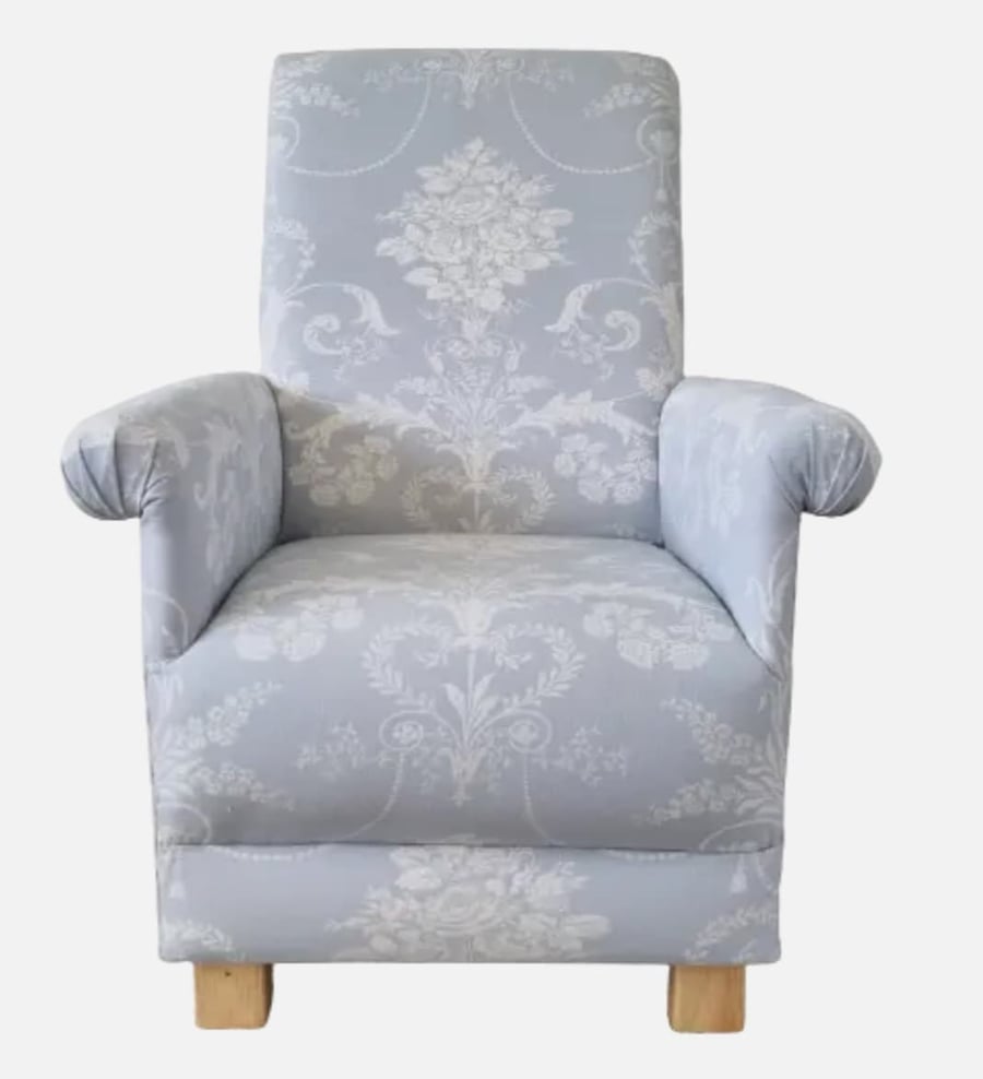 Laura Ashley Josette Seaspray Blue Armchair Adult Chair Accent French Toile Pale