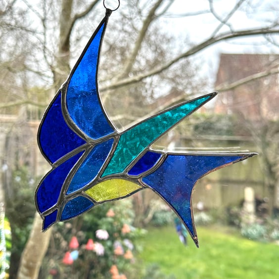 Stained Glass Swallow Suncatcher - Handmade Hanging Decoration