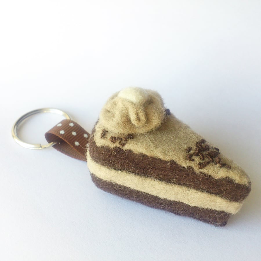 Chocolate fudge cake keyring, bag charm, handmade by Lily Lily Handmade 