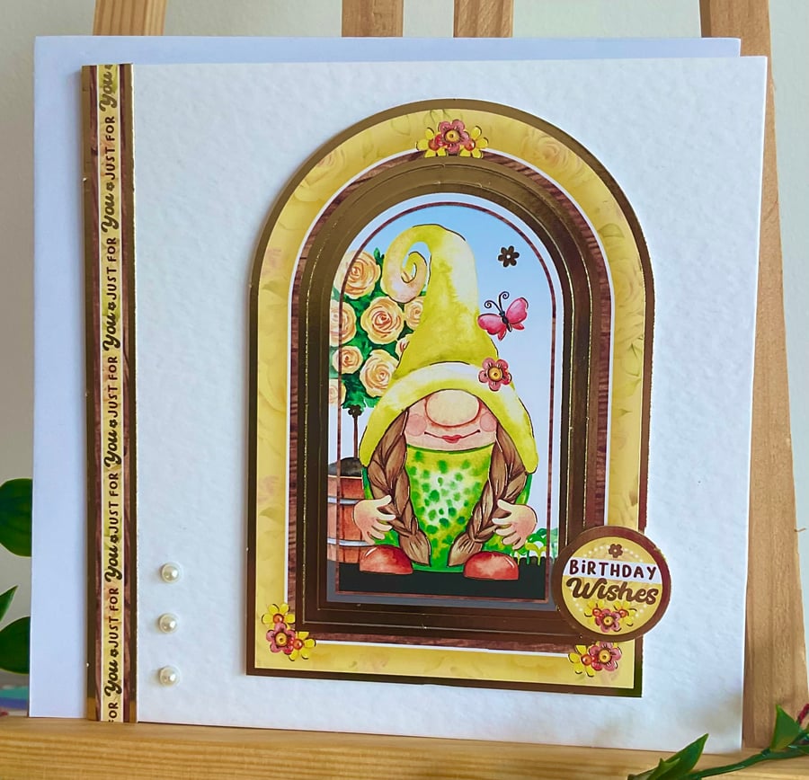 Card. Cute gnome card for birthday for him, her or a child