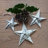 Christmas decorations - origami vintage sheet music stars - set of 3