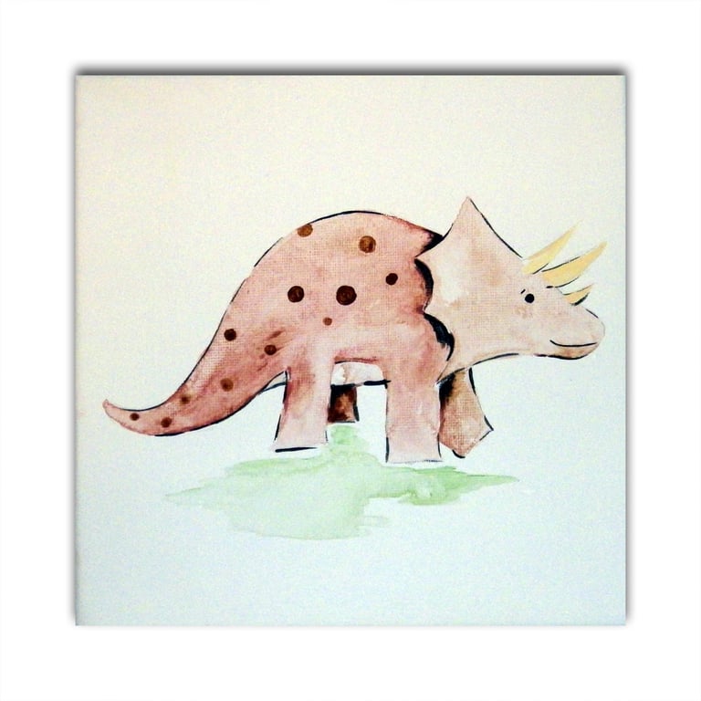 Dinosaur Art, Triceratops Art, Dinosaur Painting on Canvas, Dinosaur Decor